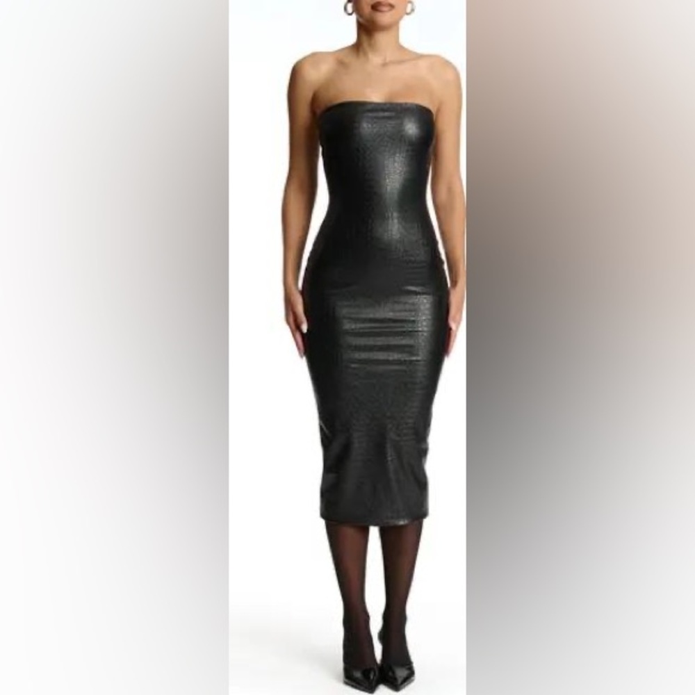 Naked Wardrobe Strapless Black Midi Dress - Picture 7 of 7